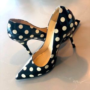 Kate Spade ♠️ Licorice Black & Cream Polkadot Heel